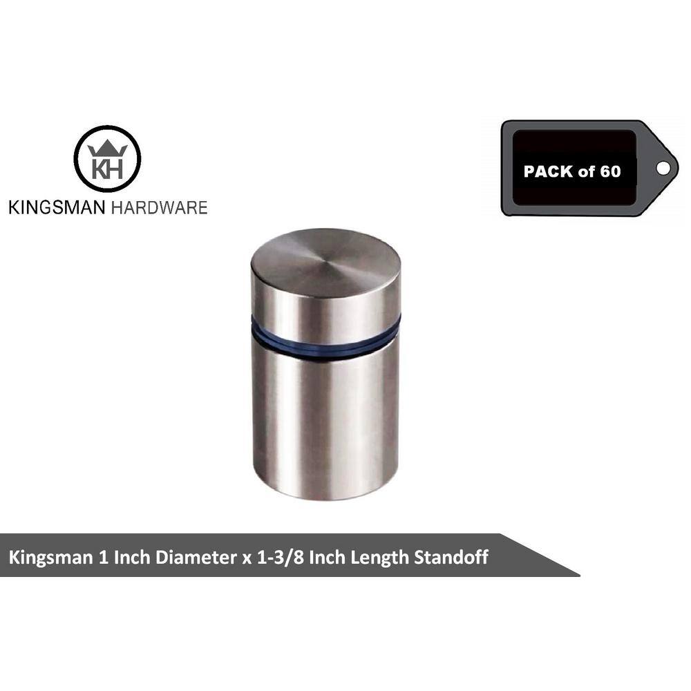 None 1 in. Dia x 1-3/8 in. L Stainless Steel Standoffs for Signs (60-Pack)