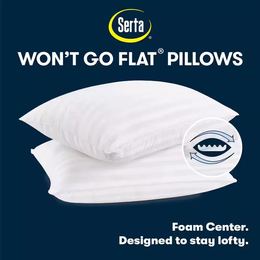 Serta Won't Go Flat Medium Firm Standard/Queen Pillow 2-Pack