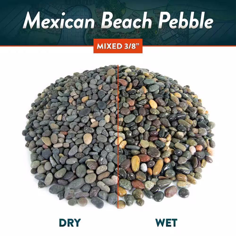 Southwest Boulder & Stone 21.6 cu. ft., 3/8 in. 2000 lbs. Mixed Mexican Beach Pebble Smooth Round Rock for Garden and Landscape Design
