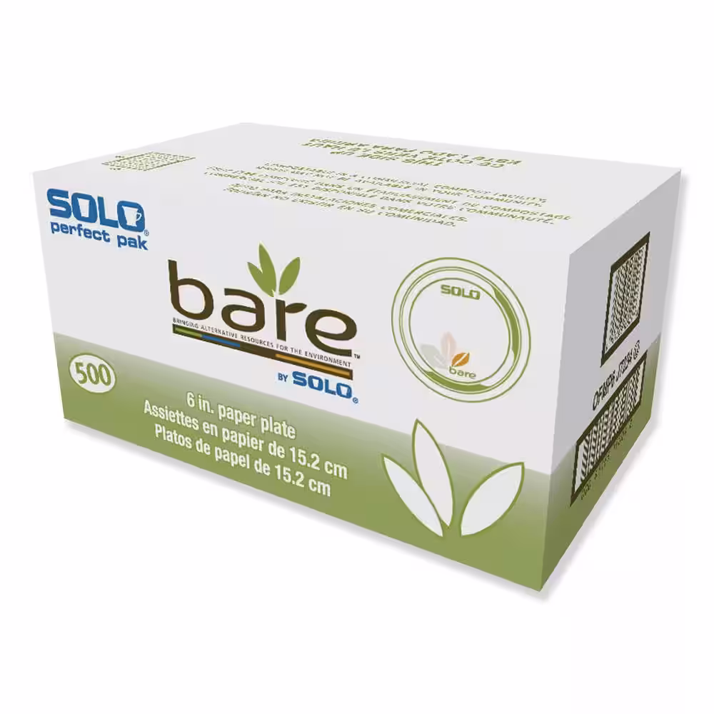 None Bare Eco-Forward 6 in. Green/Tan Disposable Paper Dinnerware Perfect Pak Plates (500 Per Case)