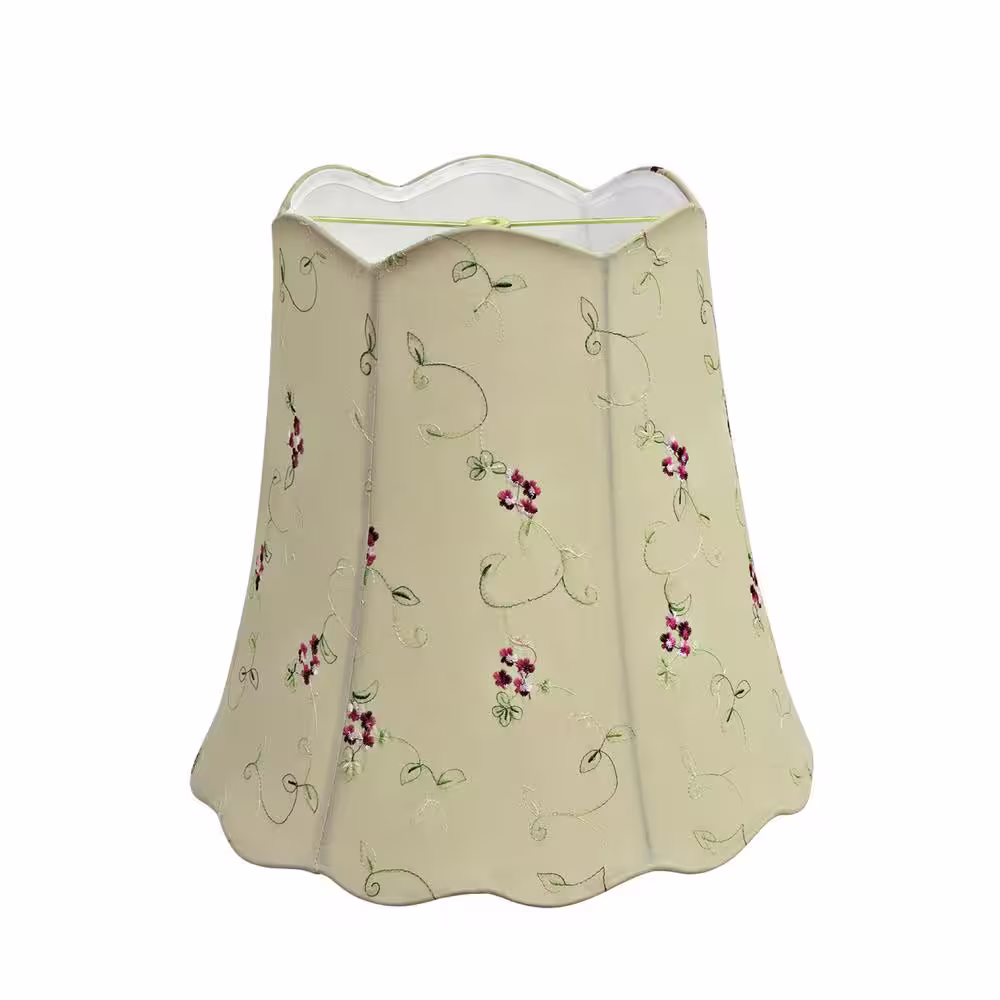 Aspen Creative Corporation 16 in. x 15 in. Apricot and Embroidered Floral Scallop Bell Lamp Shade