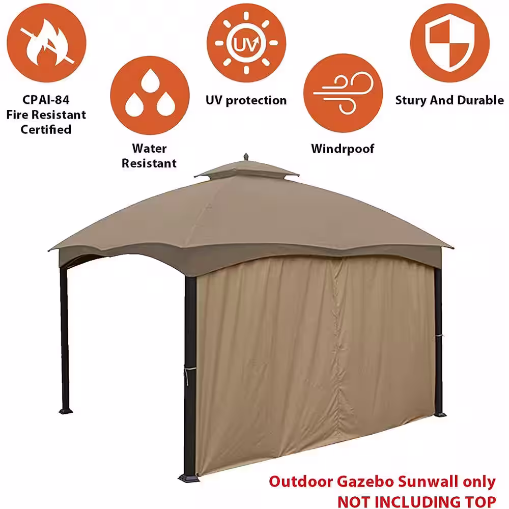 CoastShade Gazebo Replacement Curtain for 8 ft. x8 ft. 1-Panel Sidewall in Khaki