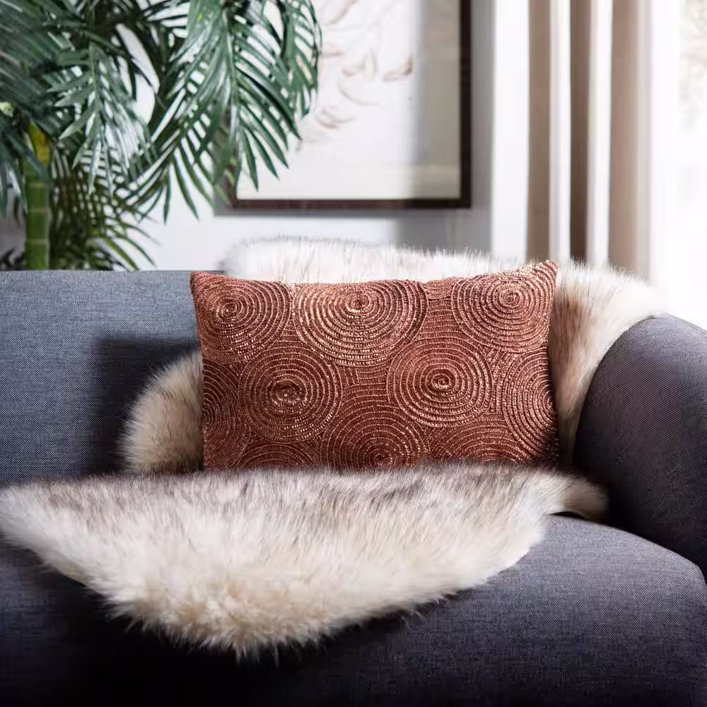 SAFAVIEH Omi Burtn Orange 12 in. x 20 in. Throw Pillow