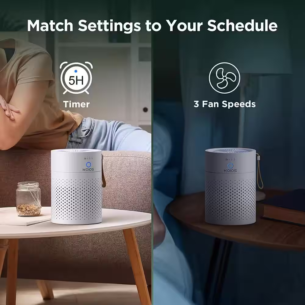 Aoibox 280 sq. ft. Air Purifiers for Bedroom Office with Handle H13 Ture HEPA Filter Air Cleaner 3 Fan Speeds, Ozone-Free