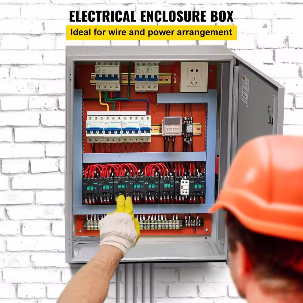None Electrical Box Enclosure 28x20x8 NEMA 4X IP65 Outdoor Junction Box Carbon Steel Hinged with Rain Hood for Outdoor Indoor