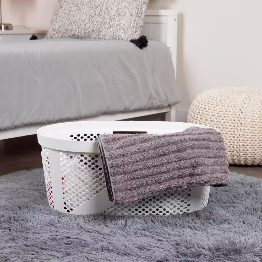 Mind Reader Basket Collection, Laundry Basket, 40 Liter (10kg/22lbs) Capacity, Cut Out Handles, Set of 2, White