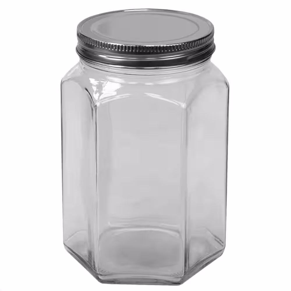 Home Basics 37 oz. Medium Clear Hexagon Glass Canister