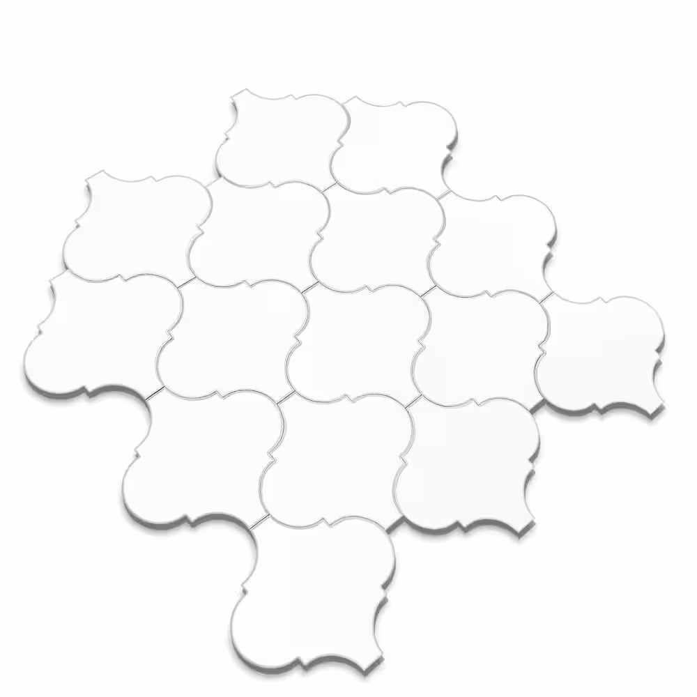 AVANT DECOR Zurich White Arabesque 10.48 in. x 10.66 in. 3.3 mm Stone Peel and Stick Backsplash Tile (6.21 sq. ft./8-Pack)