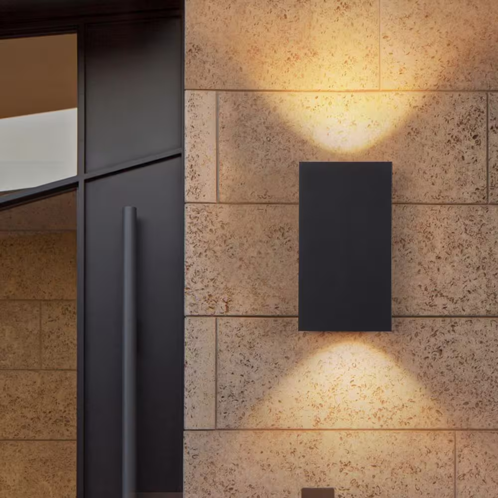 EDISLIVE Barry 2-Light Modern Black Outdoor Integrated LED Wall Lantern Sconce