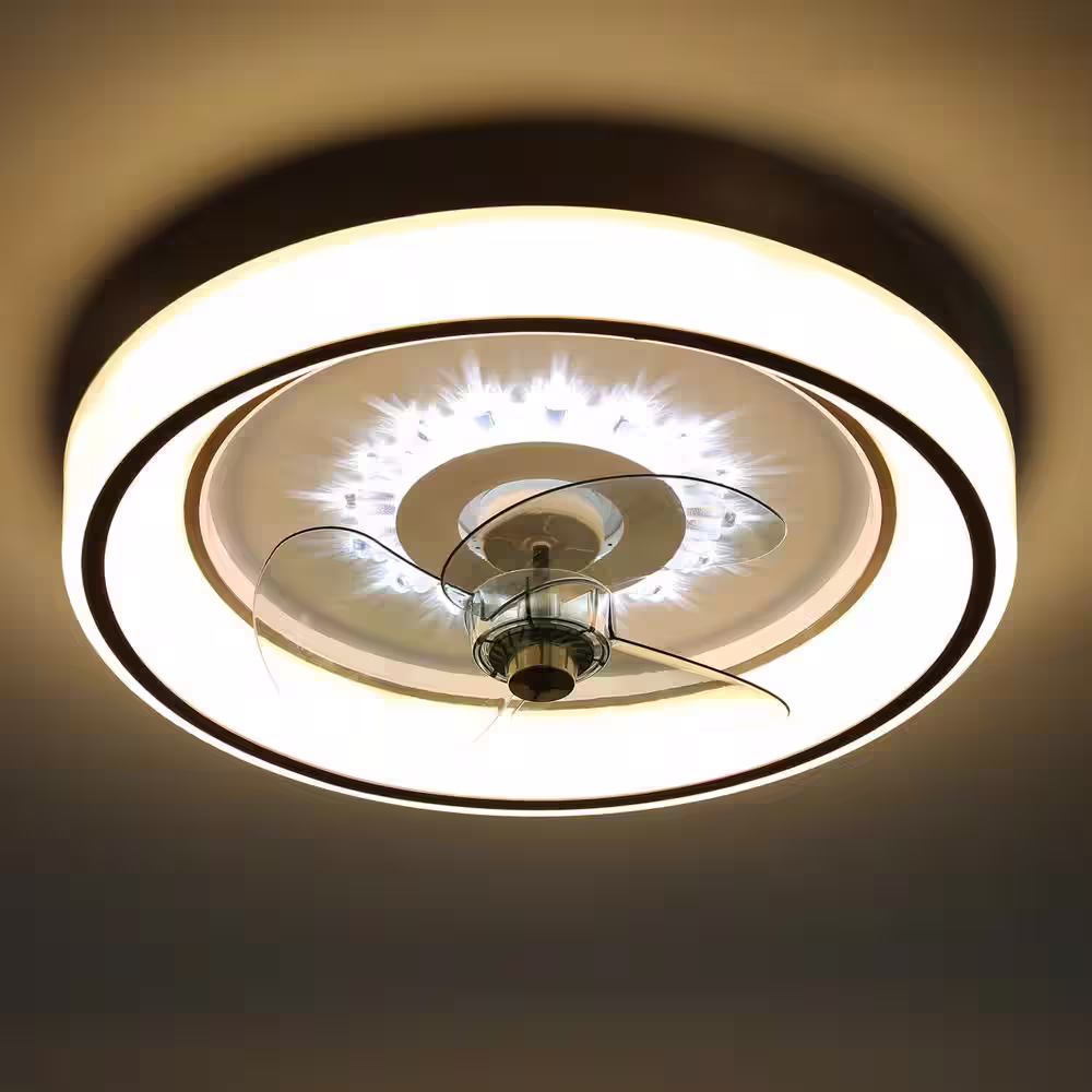Oaks Aura 19 in. Integrated LED Indoor White Smart App Remote Control Low Profile Ceiling Fan with Light, Flush Mount Ceiling Fan