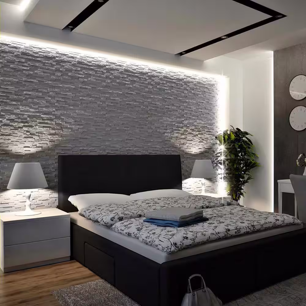 A La Maison Ceilings Stone Plain White 2 ft. x 2 ft. Seamless Foam Glue-up 3D Wall Panel (24 sq. ft./case)