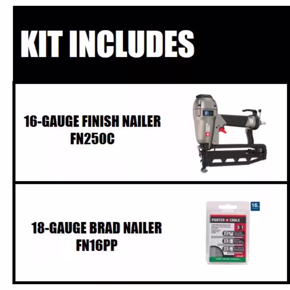 Porter-Cable Pneumatic 16-Gauge 2-1/2 in. Nailer Kit and 16-Gauge Finish Nail Project Pack (900 per Box)