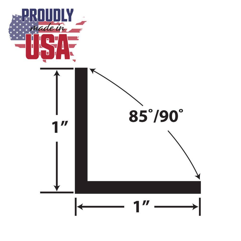 None 1 in. D x 1 in. W x 72 in. L Black Styrene Plastic 90Â° Even Leg Angle Moulding 108 Total Lineal Feet (18-Pack)