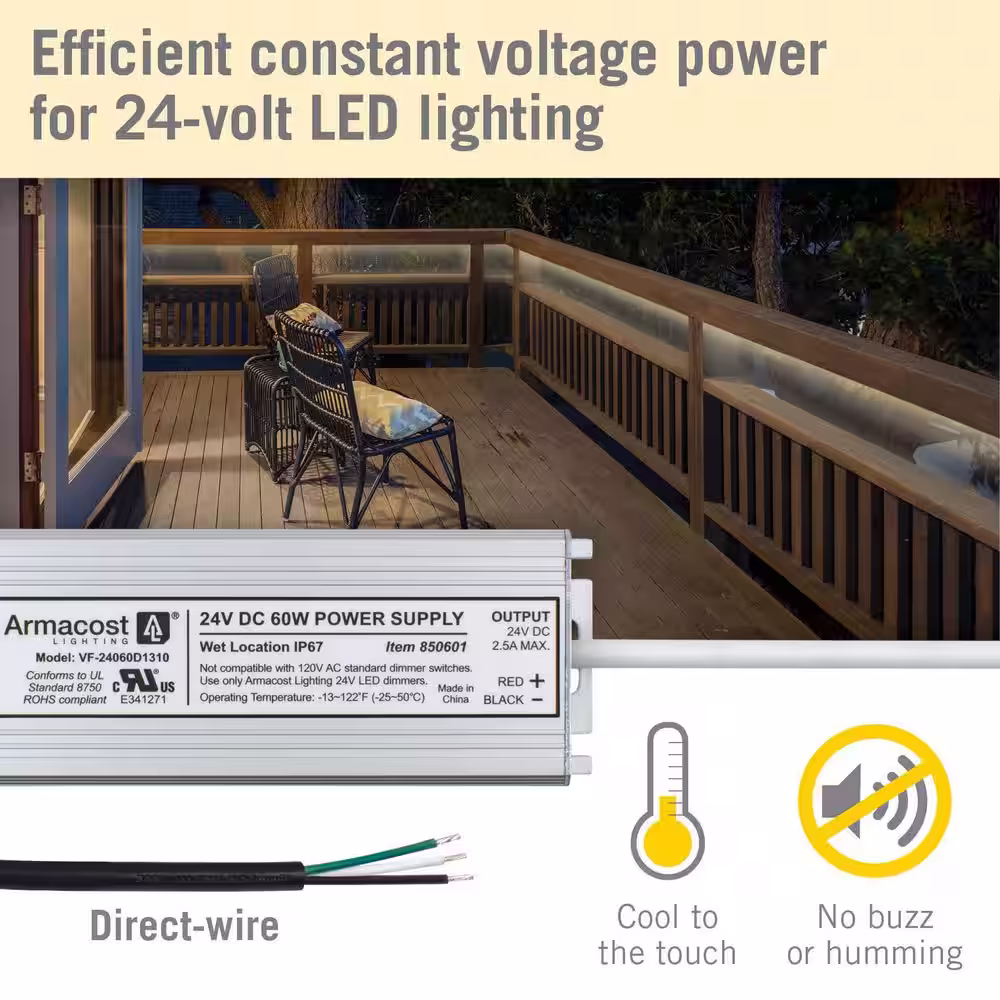 Armacost Lighting 60-Watt Standard Wet Location LED Driver 24-Volt DC Transformer