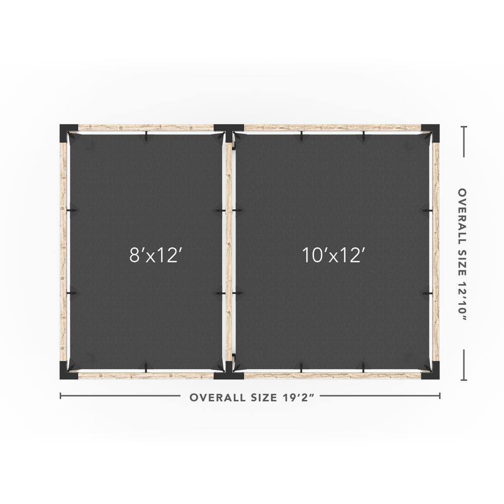 TOJA GRID 12 ft. L x 18 ft. W Double Pergola Kit with 2 Denim Shade Sails, for 4x4 Wood