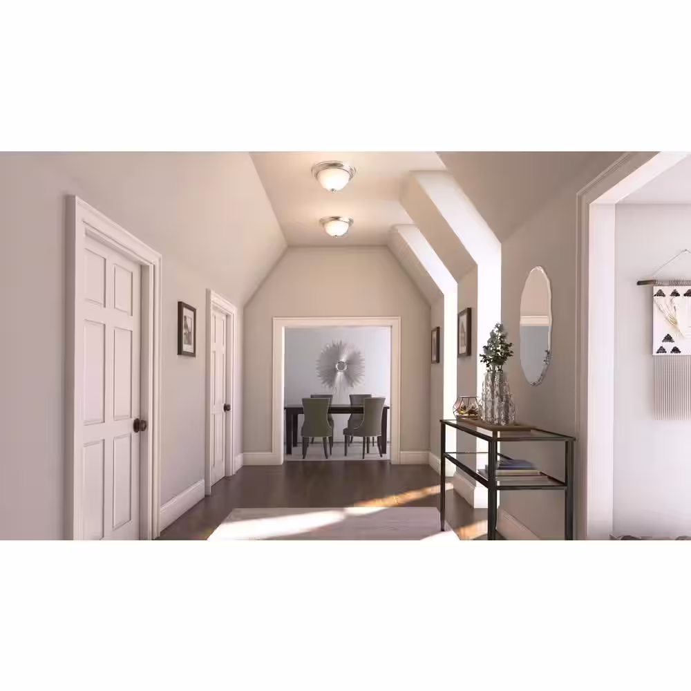 None 13 in. 2-Light Brushed Nickel Flush Mount