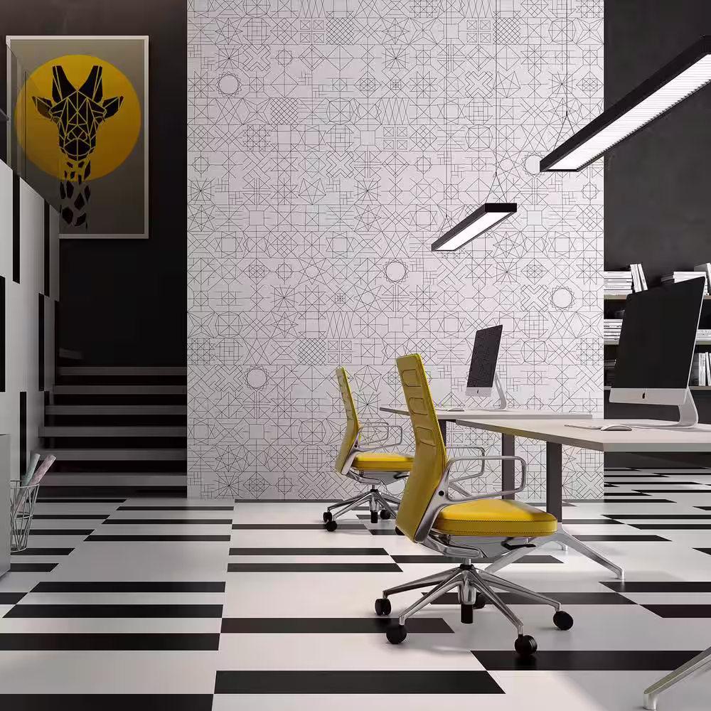 Ivy Hill Tile Infinitum Encaustic Black and White 9 in. x 35 in. 9mm Matte Porcelain Floor and Wall Tile (9-Piece/18.18 sq. ft. /Box)