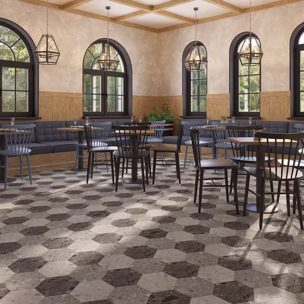 Lucida Surfaces MosaiCore Gray Quartz 28 MIL x 12 in. W x 10 in. L Glue Down Waterproof Vinyl Tile Flooring (12.3 sqft/case)