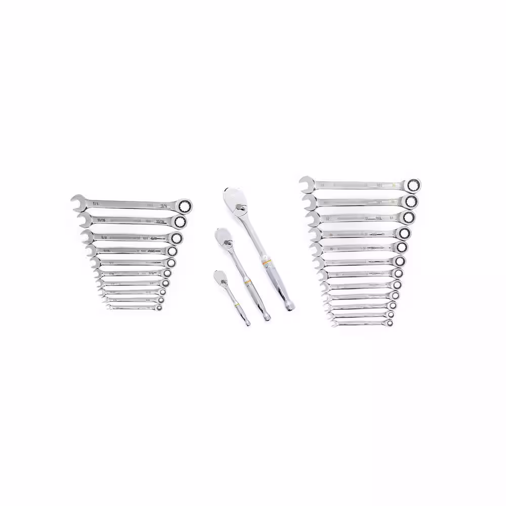 GEARWRENCH 90T Gearpack SAE/Metric Ratcheting Wrench and Ratchet Tool Set (25-Piece)