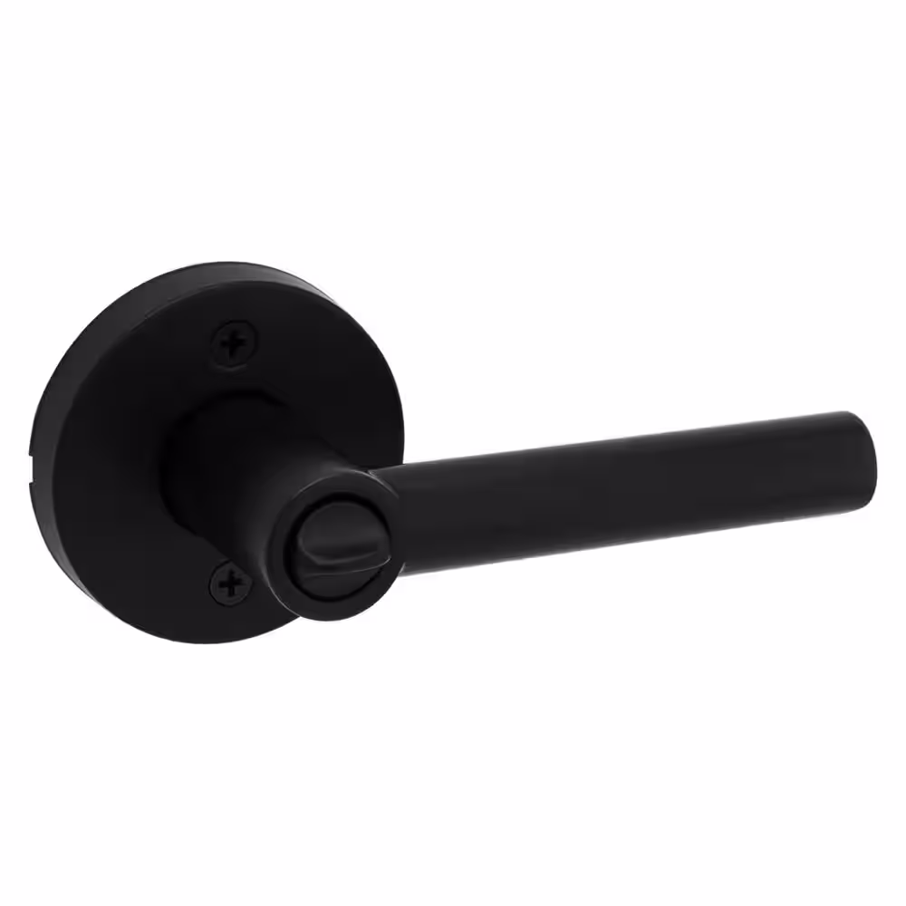 Kwikset Milan Matte Black Keyed Entry Door Lever Featuring SmartKey Security