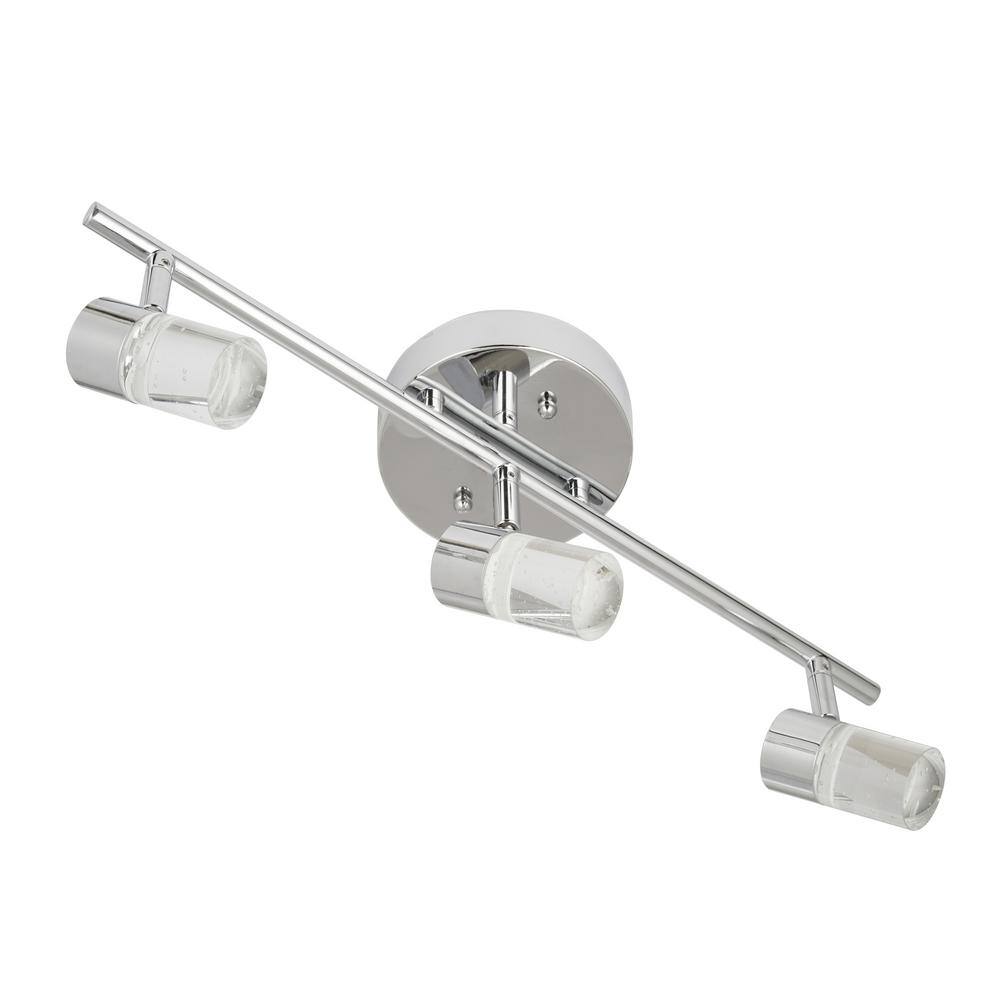 Catalina Lighting 1.72 ft. 3-Light Brushed Nickel Integrated LED Fixed Track Kit with Bubble Glass Shades