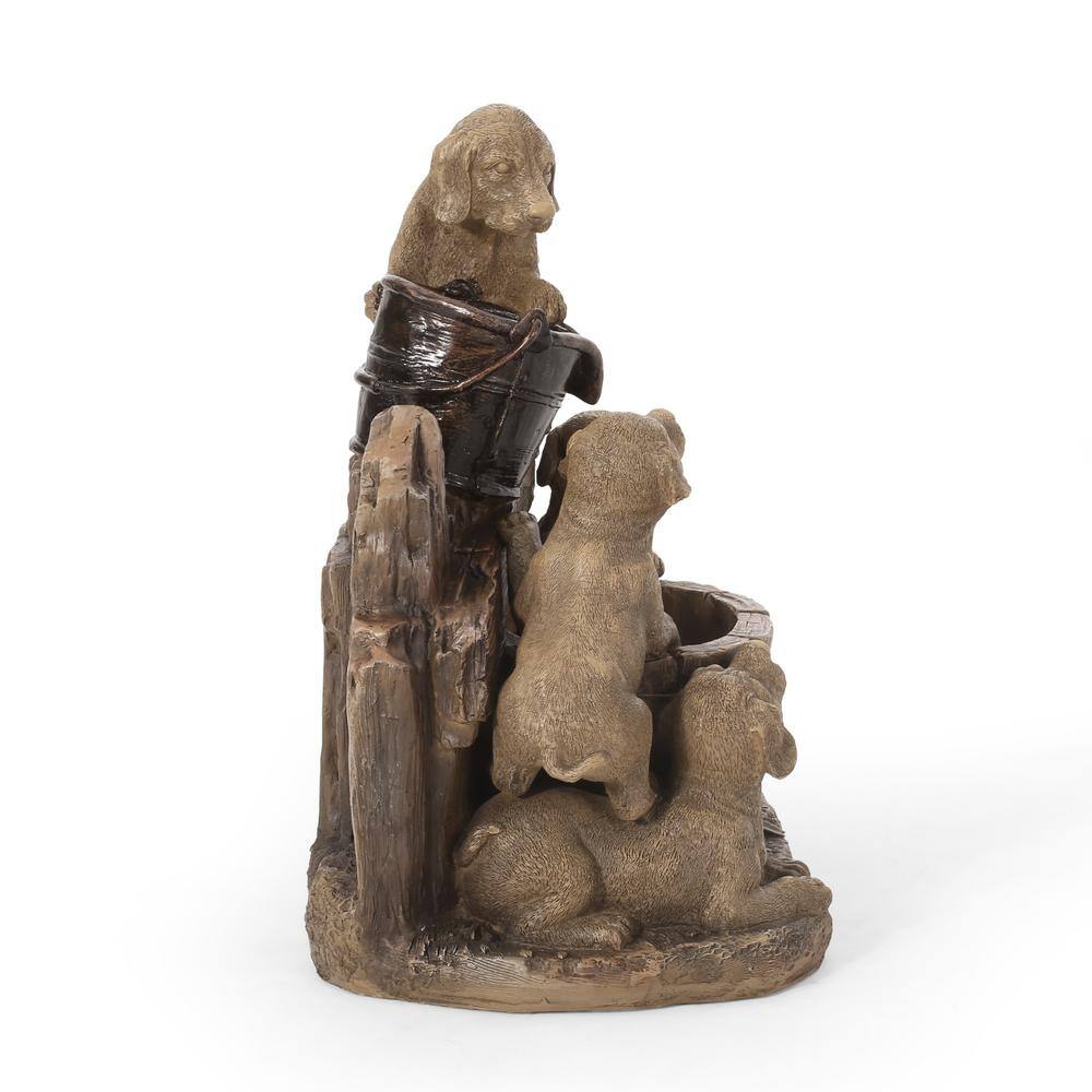 Noble House Harrod 22.75 in. Outdoor Puppy Fountain