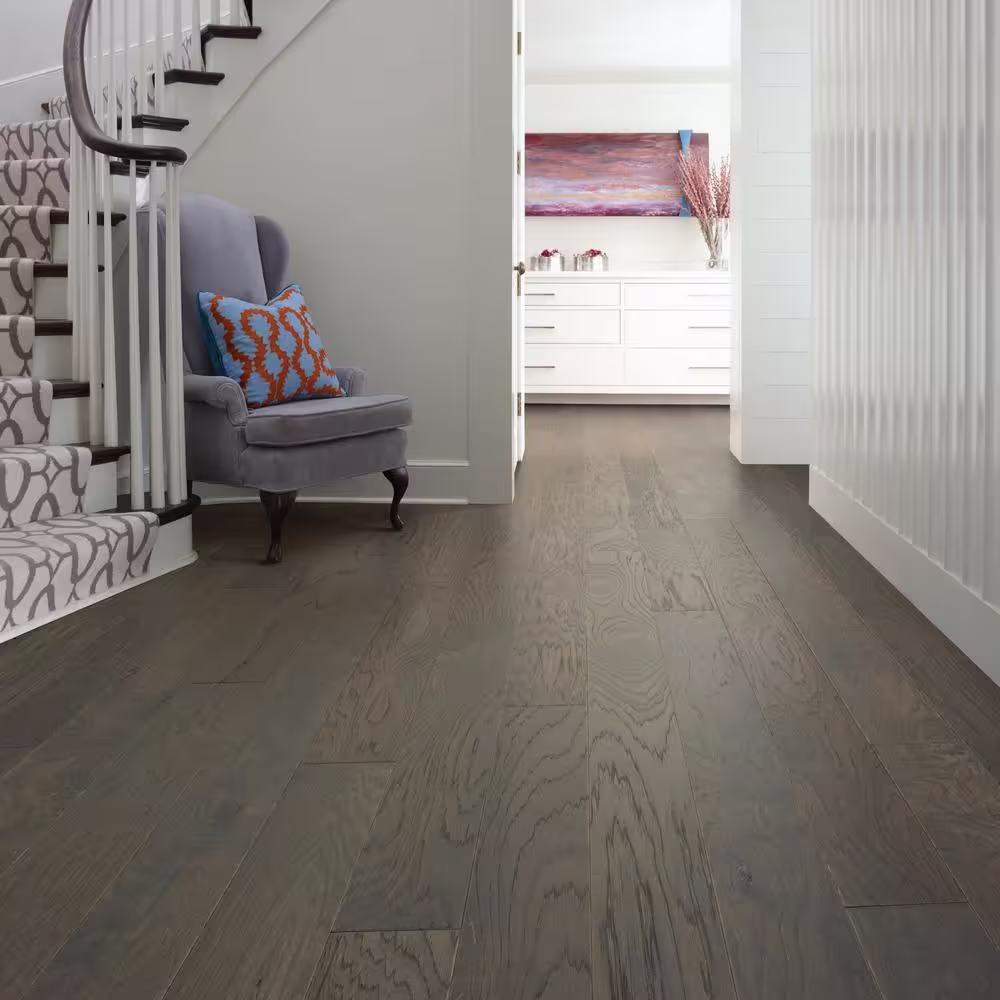 Shaw Hampshire Granite Hickory 3/8 in. T x 6.4 in. W Water Resistant Wire Brush Engineered Hardwood Flooring (30.5 sqft/case)