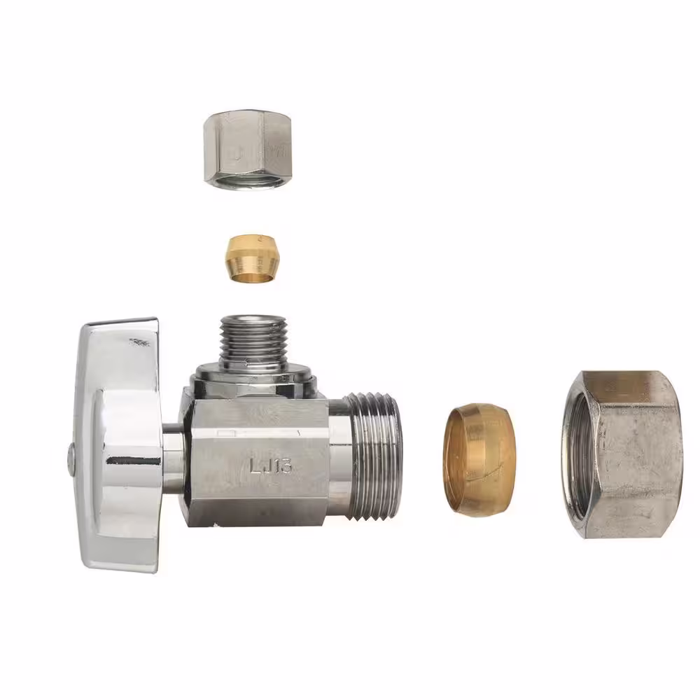 BrassCraft 1/2 in. Nom Comp Inlet x 1/4 in. O.D. Comp Outlet 1/4 in. Turn Angle Ball Stop