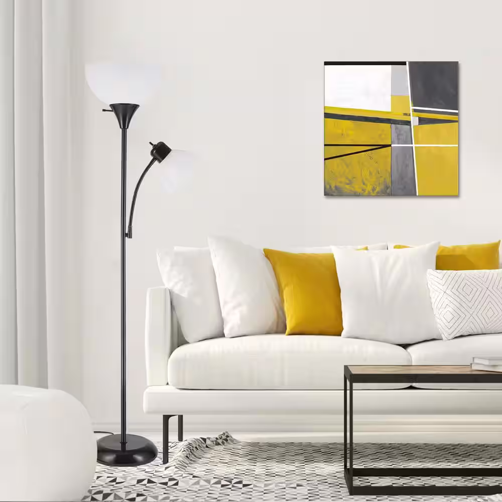 Globe Electric Delilah 72 in. Matte Black Torchiere Floor Lamp with Adjustable Reading Light