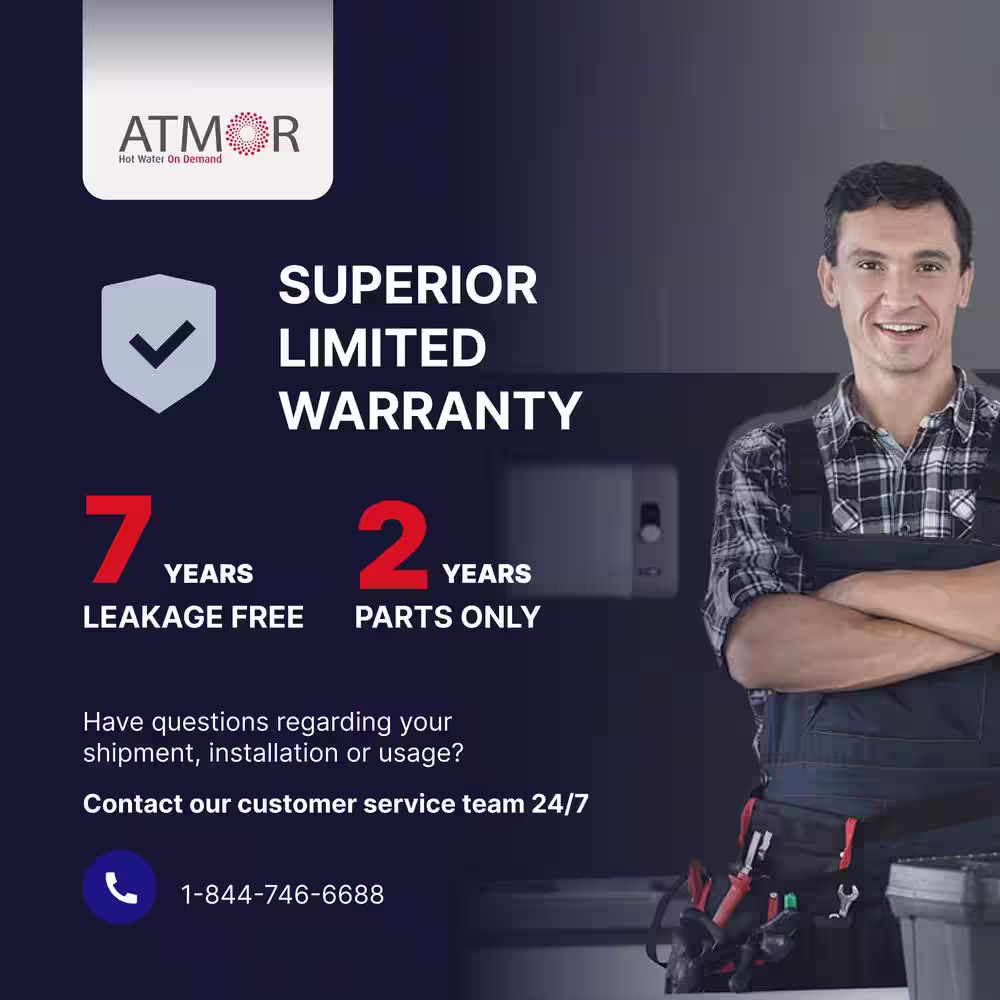 ATMOR 29kW 5.4 GPM Electric Tankless Water Heater Ideal for 3 Bedroom Home up to 6 Simultaneous Applications