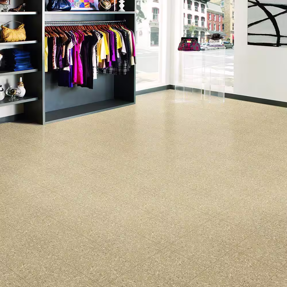 Armstrong Civic Square VCT 12 in. x 12 in. Stone Tan Glue Down Commercial Vinyl Tile Flooring (45 sq. ft./case)