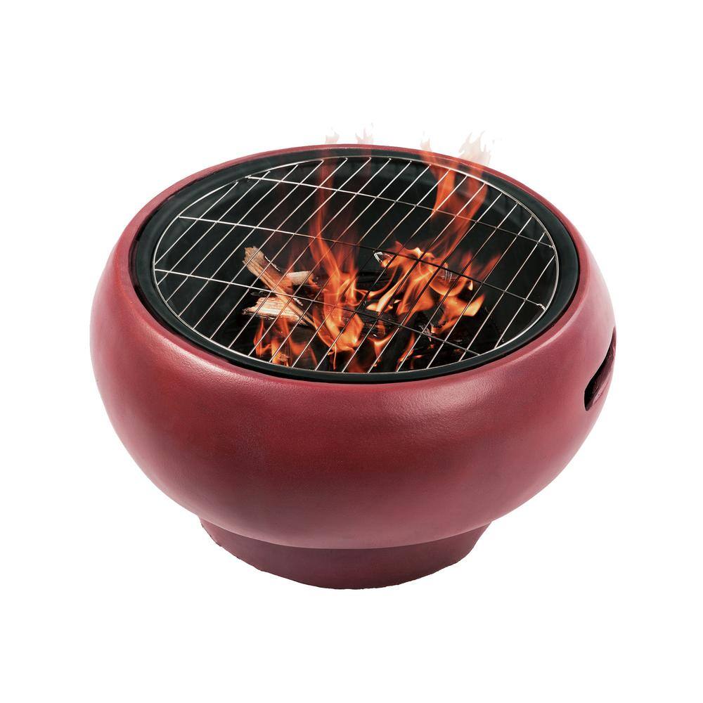 Teamson Home 22 in. W Maroon Outdoor Concrete Wood Burning Fire Pit