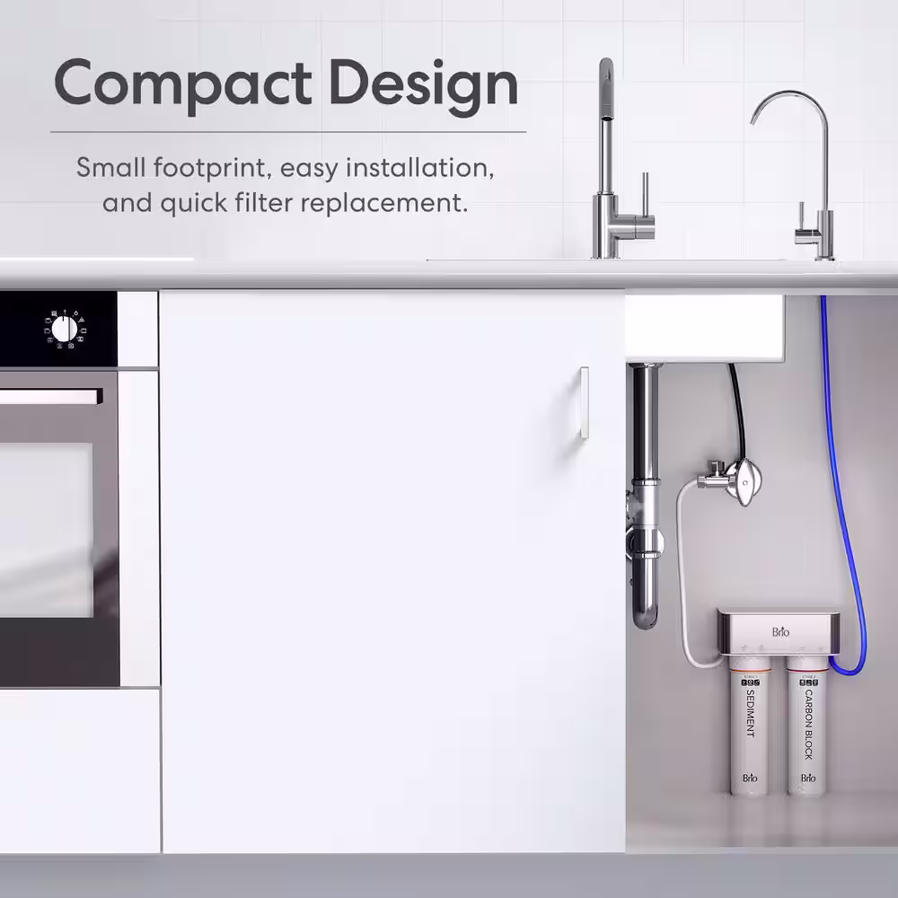 None 2-Stage Under Sink Filtration System Brushed Nickel Faucet 950 Gal. Capacity Sediment and Carbon Filters