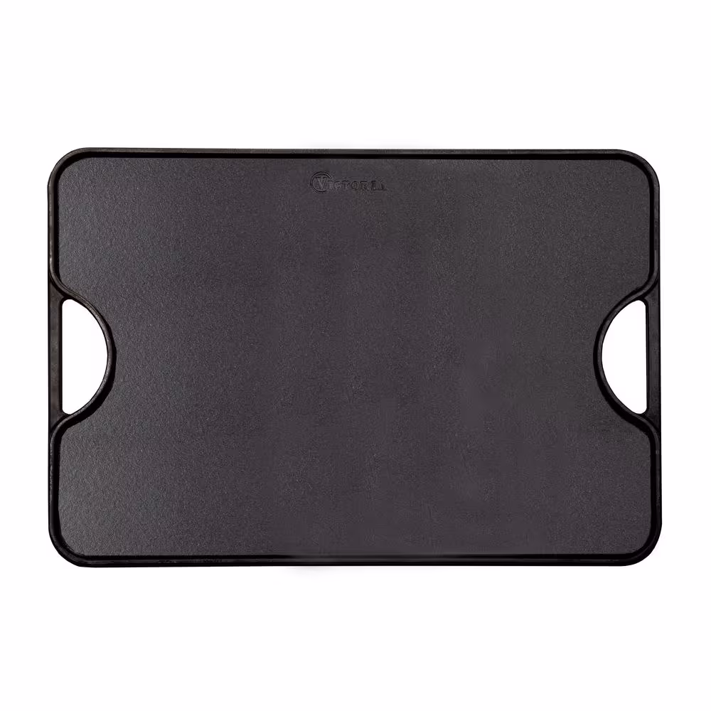 None Large Rectangular Reversible Black Cast Iron Griddle/Skillet Solid 20 in. x 14 in. Seasoned
