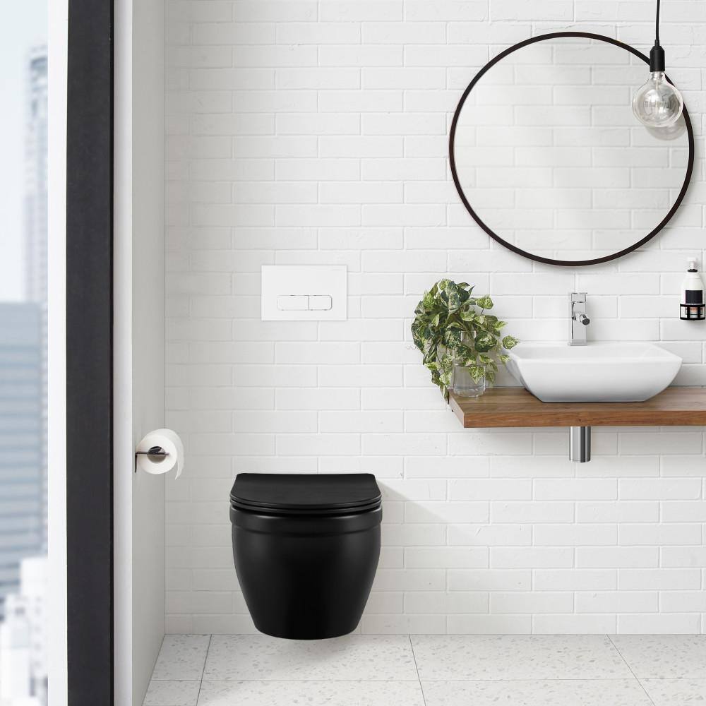 Swiss Madison Wall Mount Dual Flush Actuator Plate with Rectangle Push Buttons in Matte White