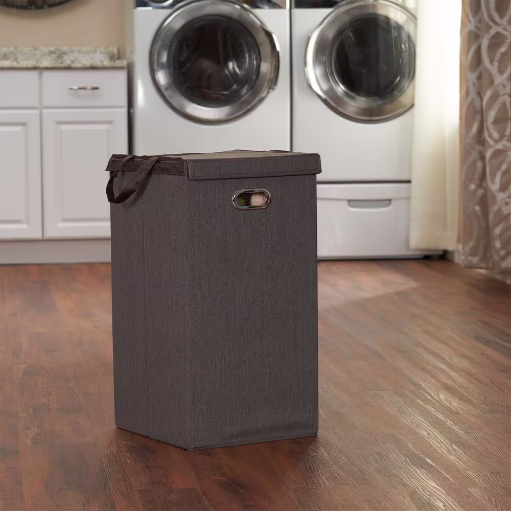 None Cobblestone Collapsible Laundry Hamper with Lid