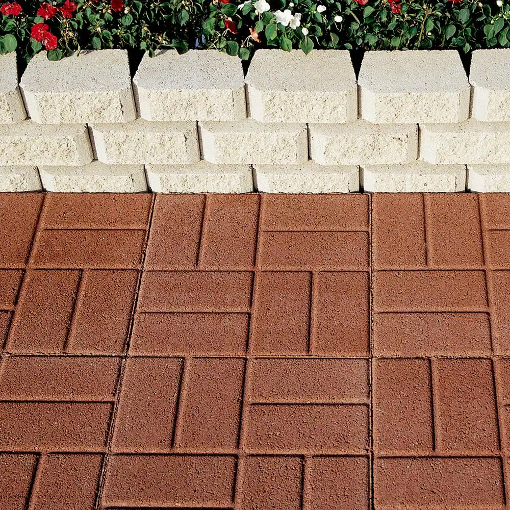 None 16 in. x 16 in. x 1.75 in. River Red Concrete Brickface Square Step Stone
