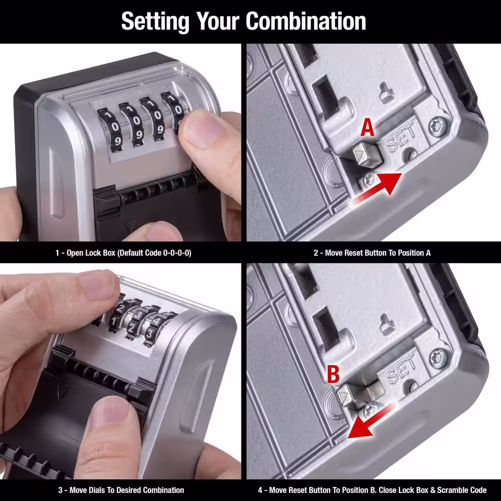 Master Lock Large Key Lockbox, Combination Dials, Wall Mount