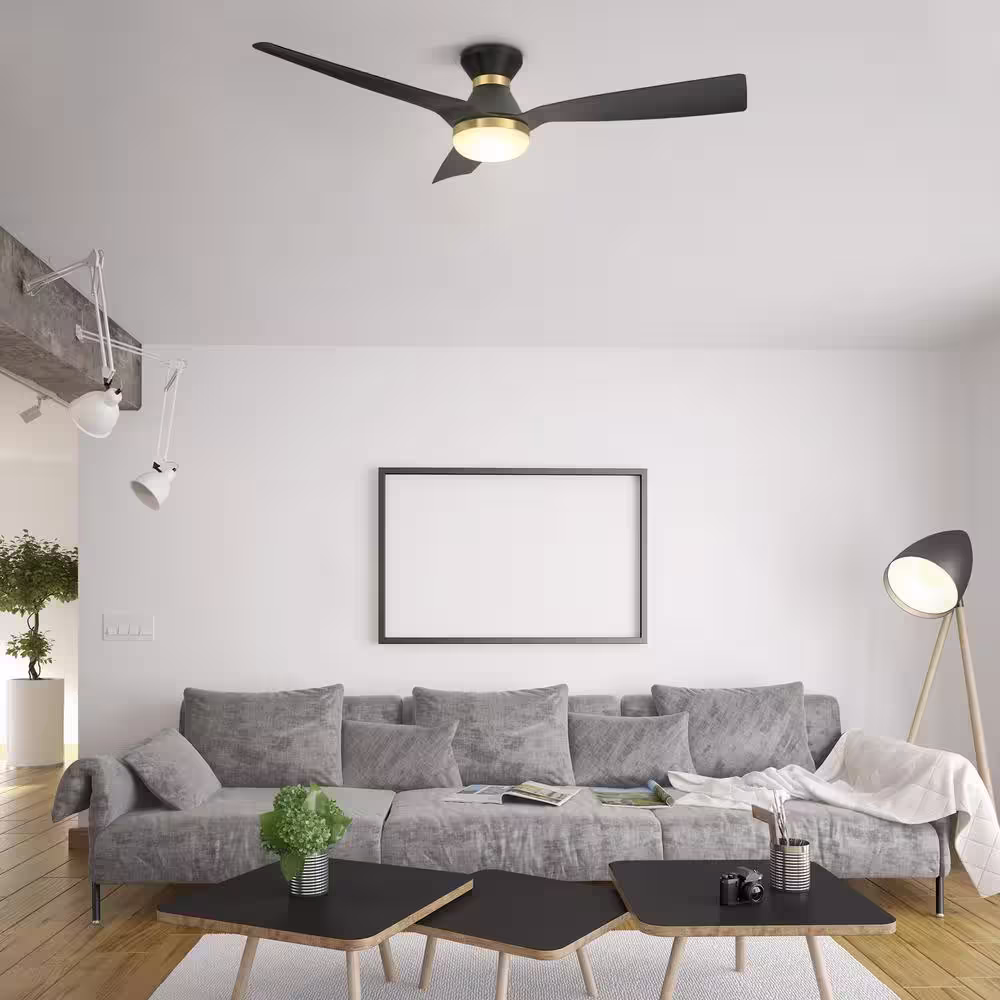 CARRO Striver 52 in. Integrated LED Indoor Black Smart Ceiling Fan with Light and Remote, Works with Alexa and Google Home
