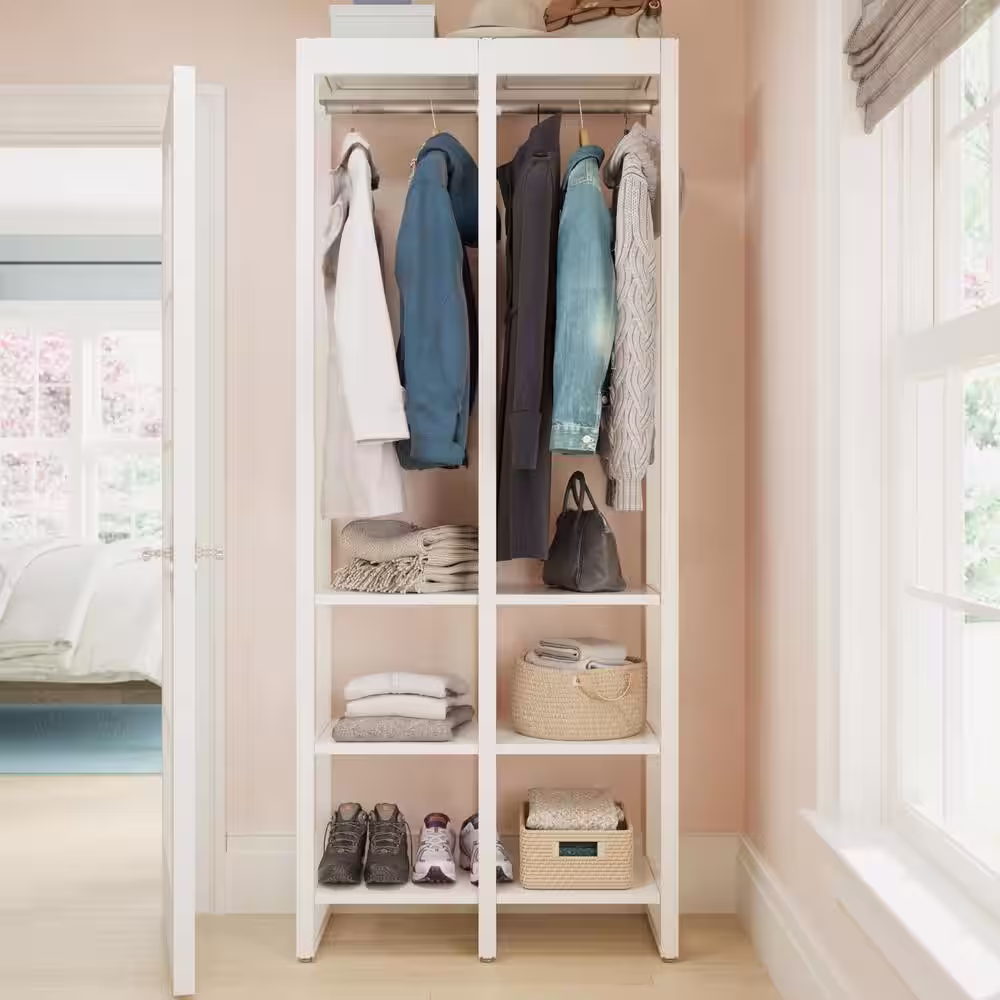 CLOSETS By LIBERTY 36 in. W White Adjustable Wood Closet System with 8-Shelves and 2-Rods