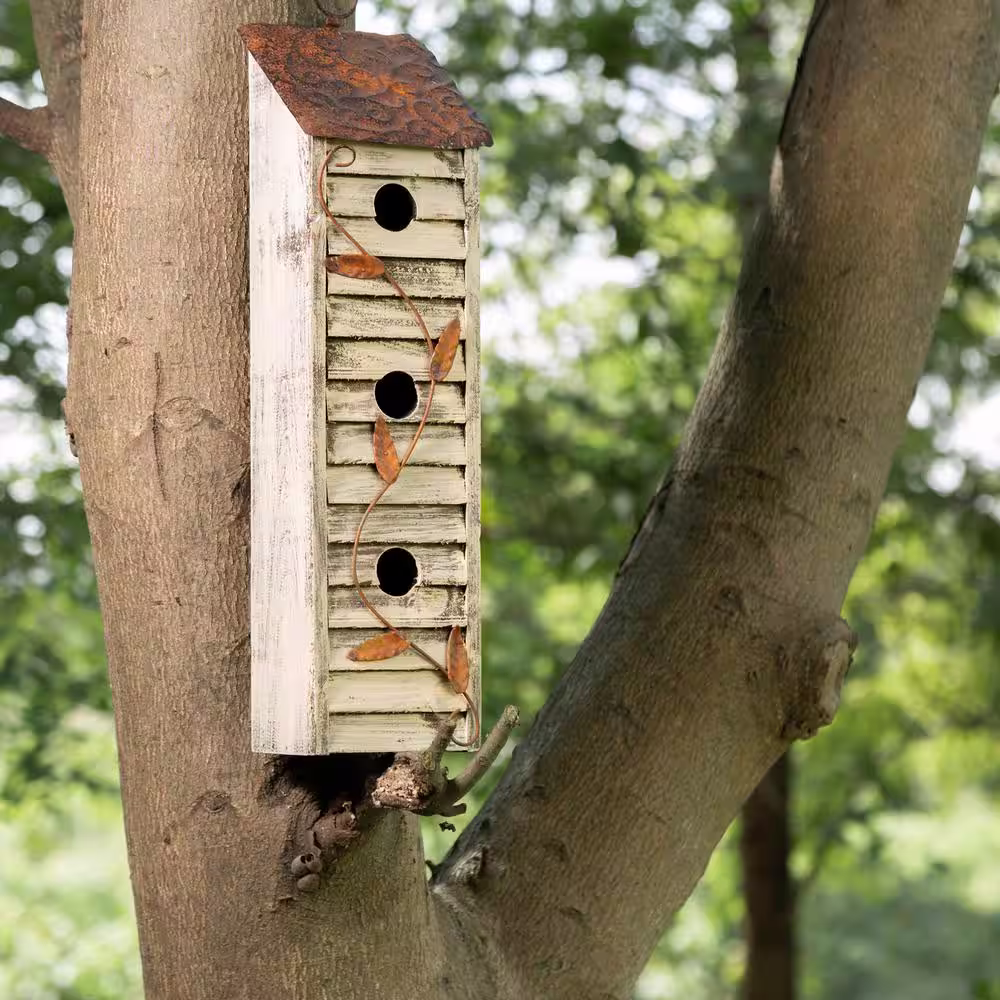 Glitzhome 18 in. H Distressed Solid Wood Birdhouse