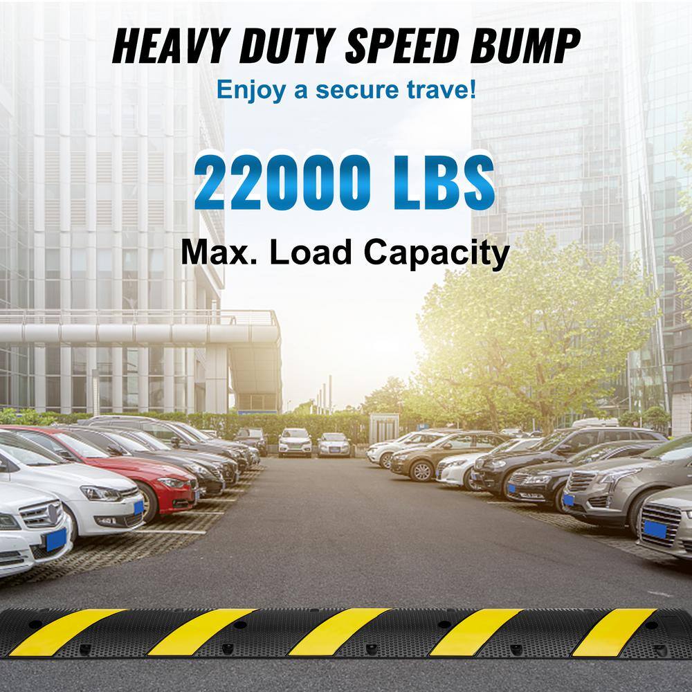None 72 in. x 11.81 in. Cable Protector Ramp-2 Channel 22000 lbs. Load Raceway Cord Cover Rubber Speed Bump for Traffic Roads