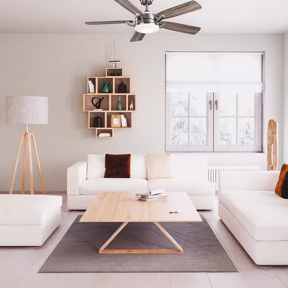 Home Decorators Collection Colemont 52 in. Integrated LED Brushed Nickel Ceiling Fan with Light and Remote Control