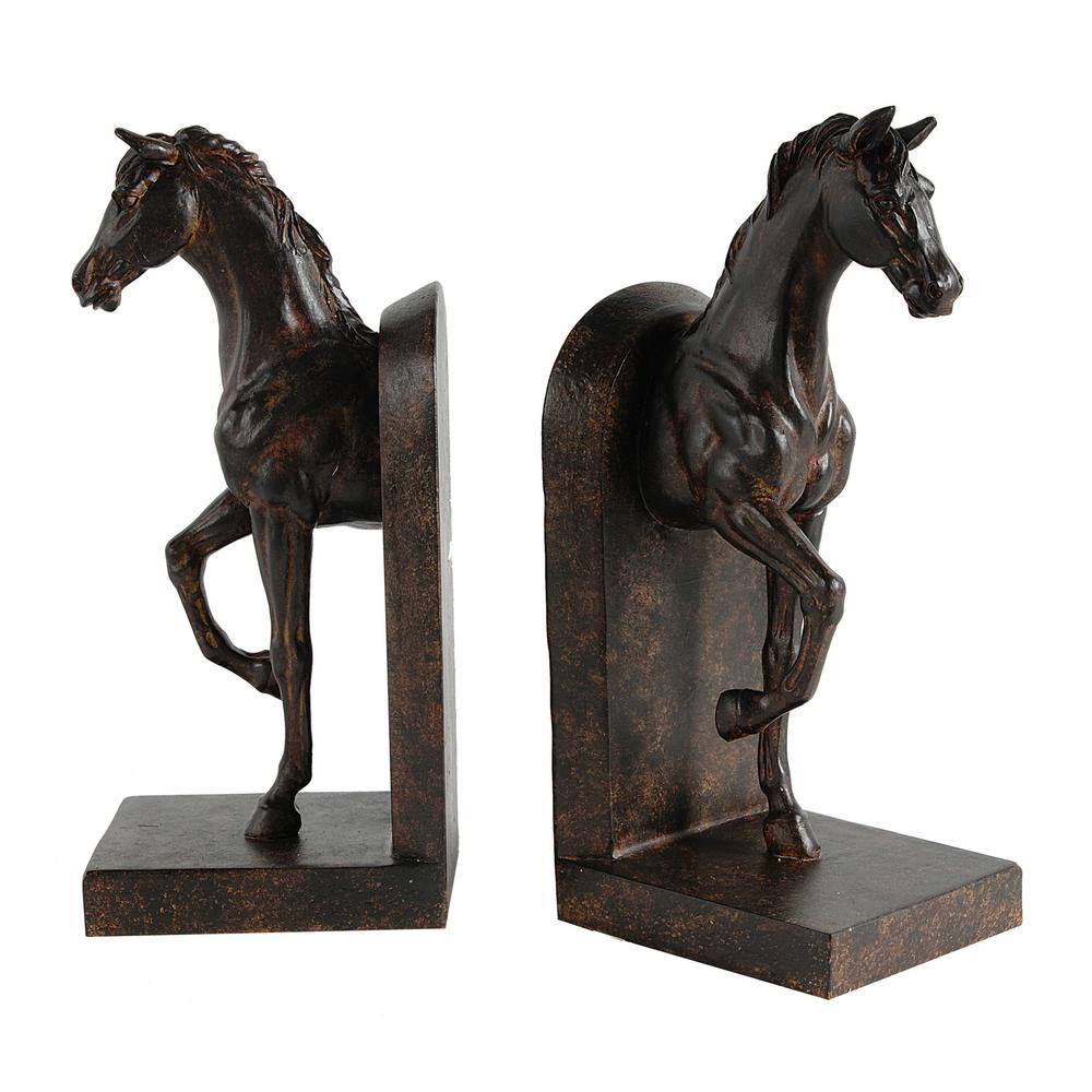 A & B Home Dark Bronze Decorative Horse Bookends (2-Pack)