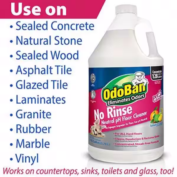 OdoBan 1 Gal. No Rinse Neutral pH Floor Cleaner, Concentrated Hardwood and Laminate Floor Cleaner, Streak Free (4-Pack)