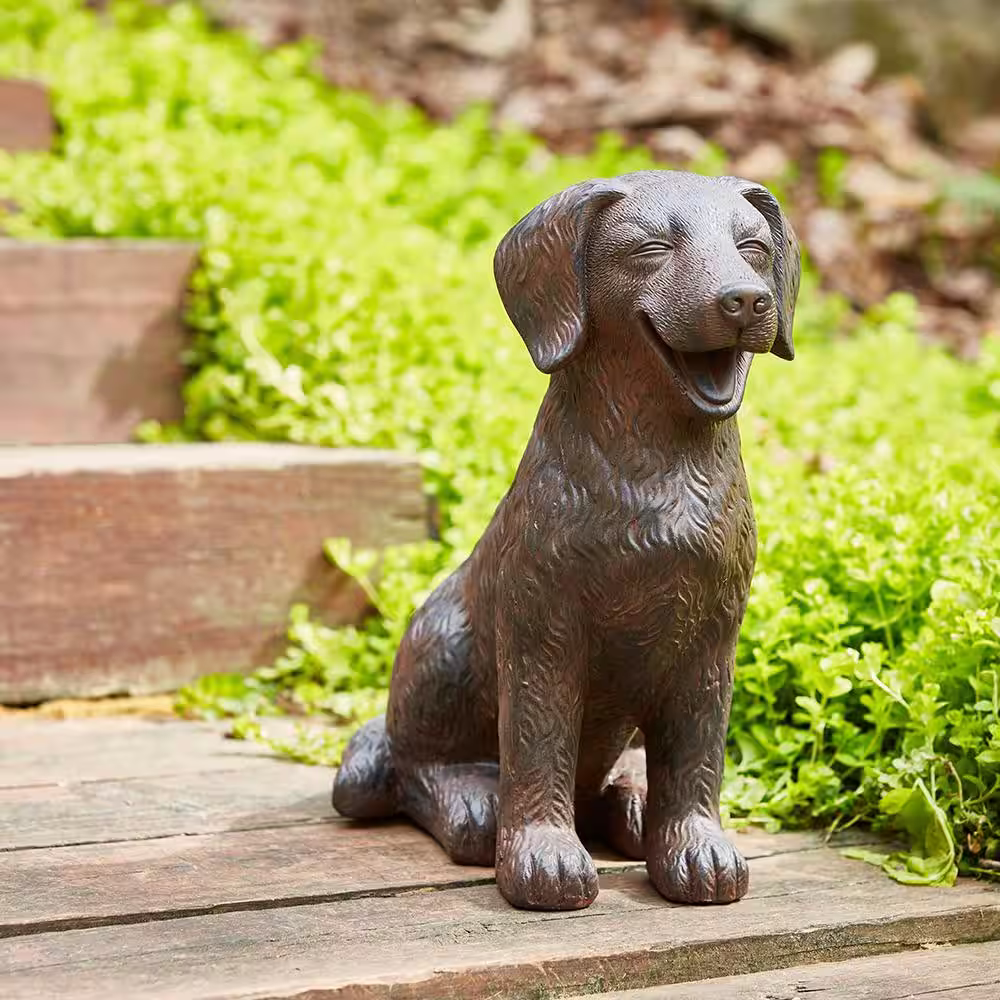 Southern Patio 14.5 in. H Brown Fiberglass Golden Retriever Garden Statue