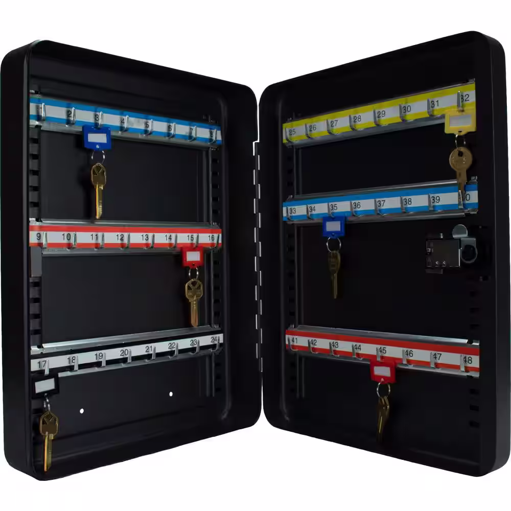 BARSKA 48 Keys Adjustable Key Lock Box with Combination Lock, Black CB13606