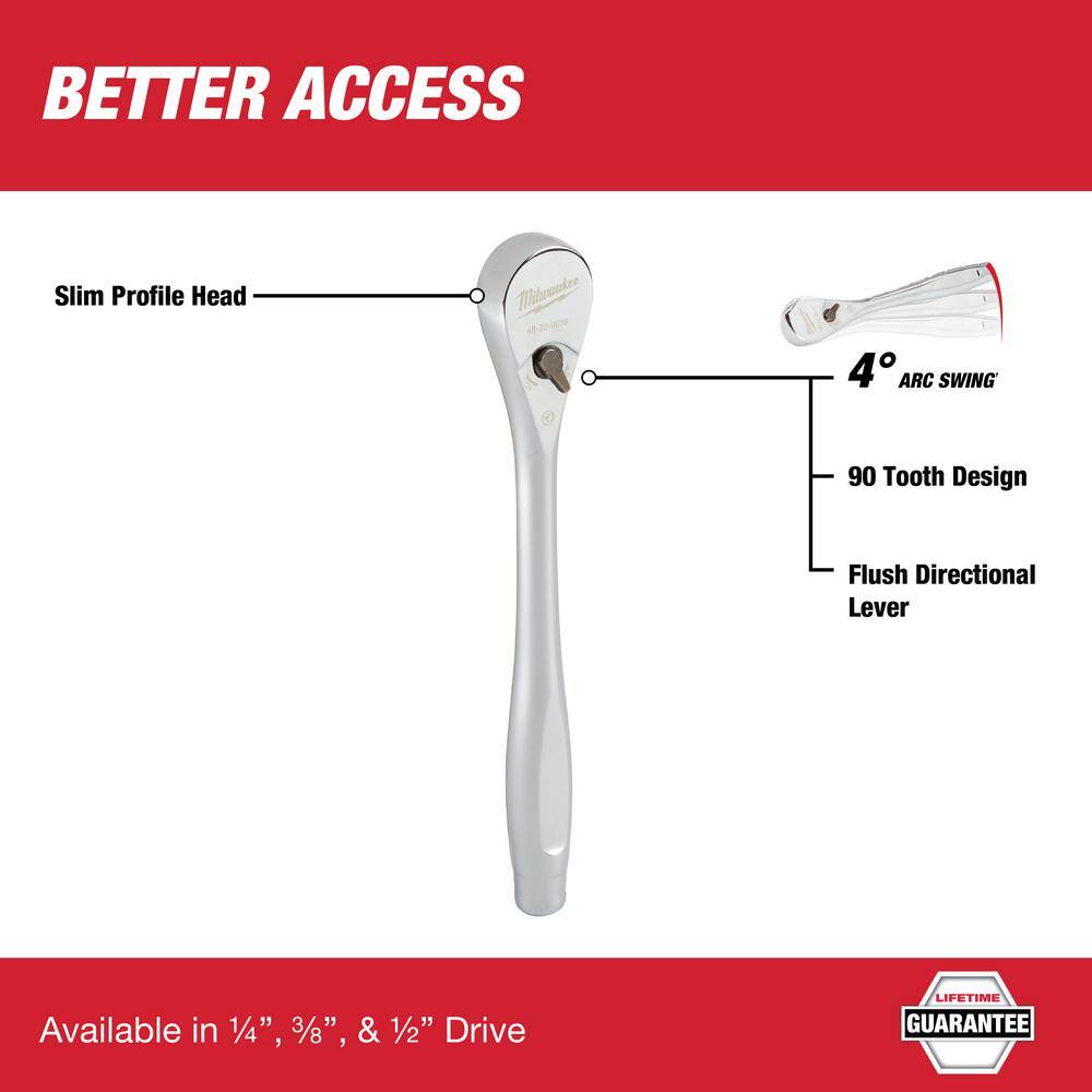 Milwaukee 3/8 in. Drive Ratchet and 3/8 in. Drive 90-Tooth 5 in. Stubby Ratchet (2-Piece)
