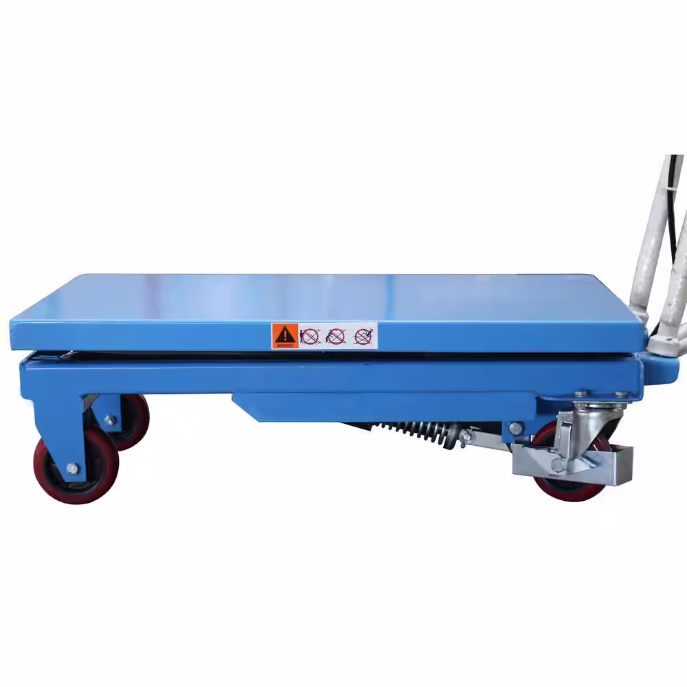 Eoslift Industrial Grade TA15 Manual Scissor Lift Table Cart 330 lbs. Capacity, Table Size 17.7 in. x 27.5 in. Swivel Casters