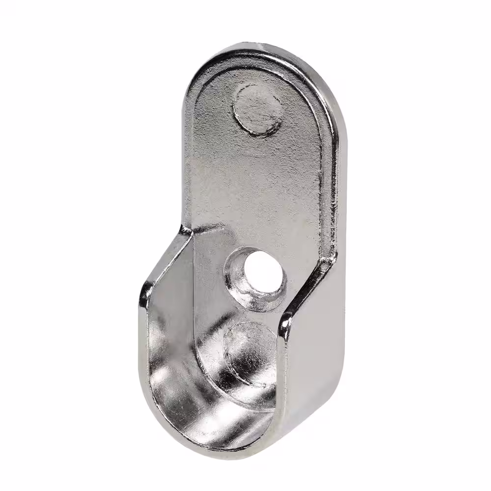 Rok 30 mm x 15 mm Chrome Metal Oval Closet Pole Socket Rod End Support with 5 mm Pins (10-Pack)